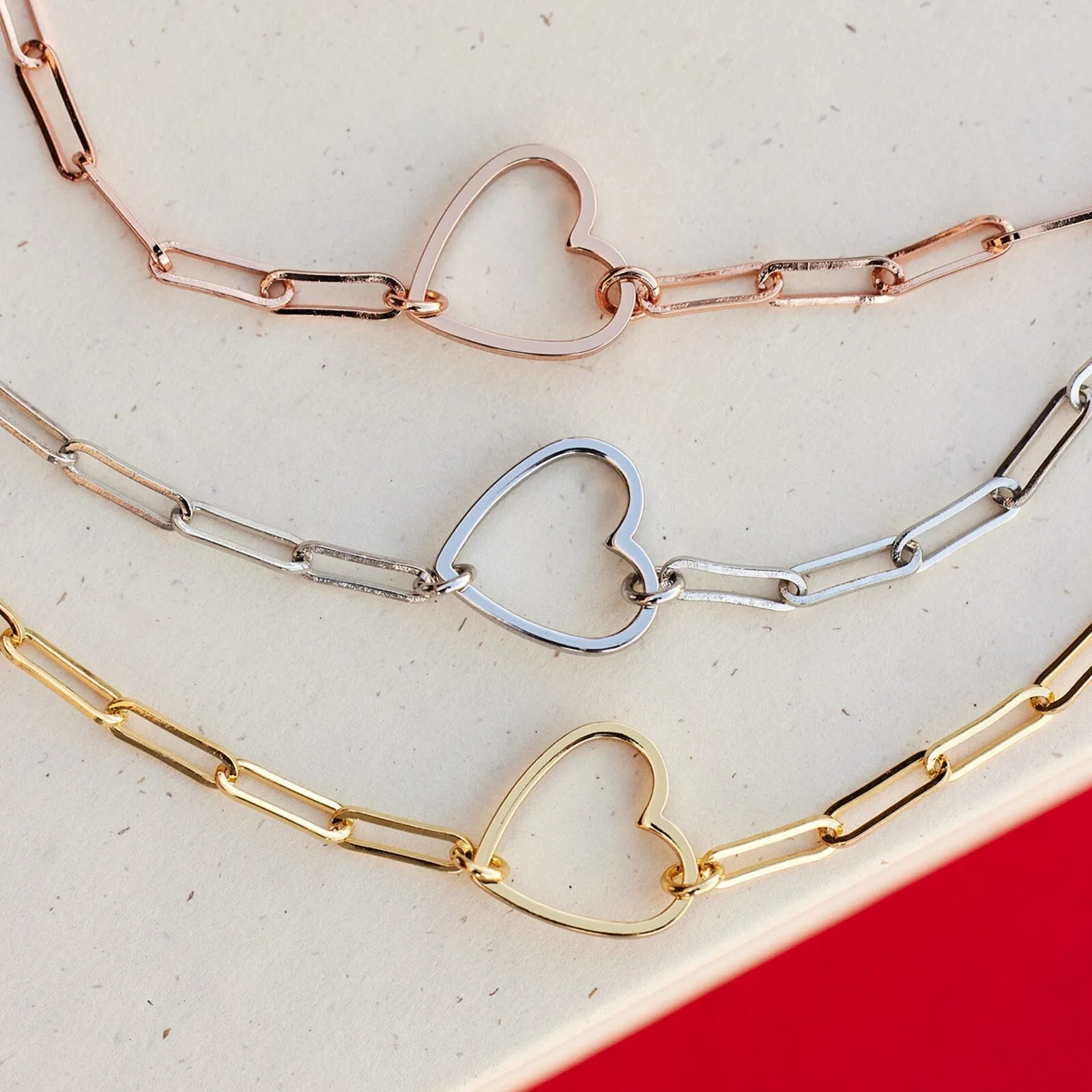 Floating Heart Paperclip Chain Choker