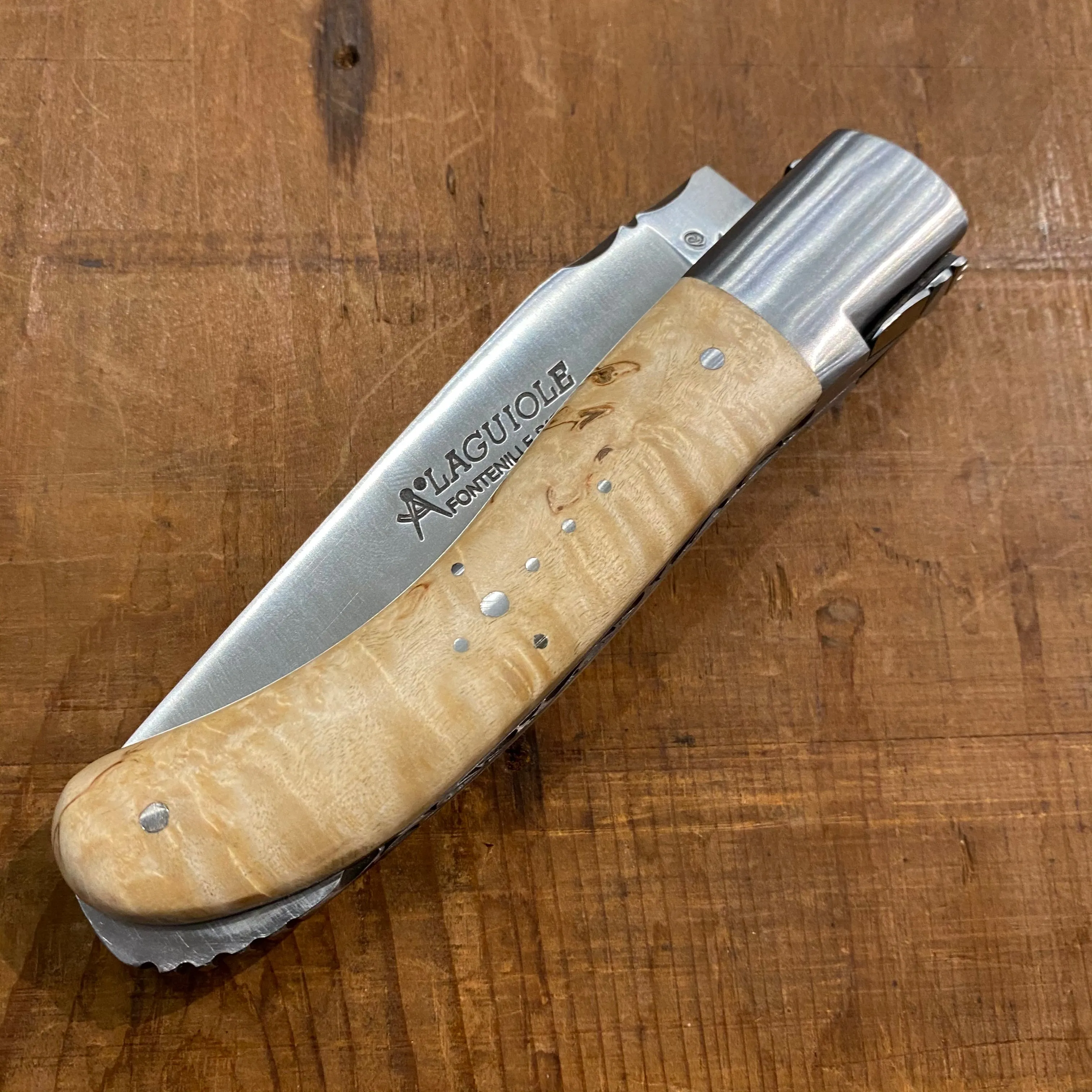 Fontenille Pataud Laguiole Sport 13cm Pocket Knife Curly Birch Lockback
