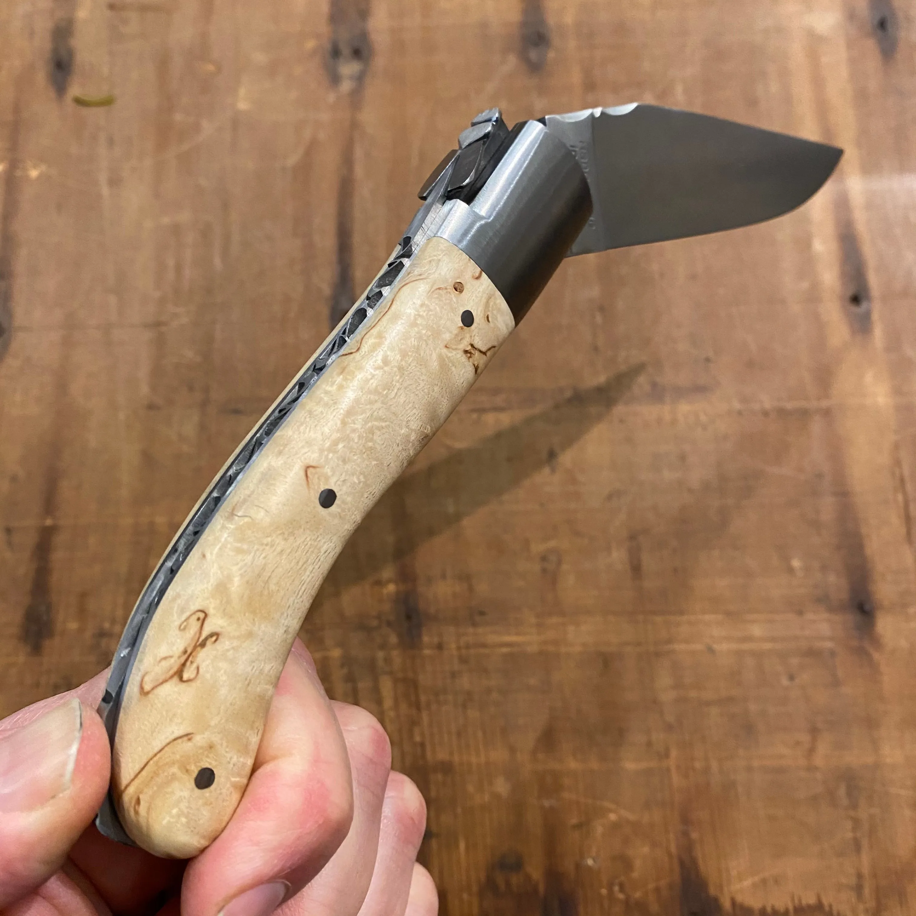 Fontenille Pataud Laguiole Sport 13cm Pocket Knife Curly Birch Lockback