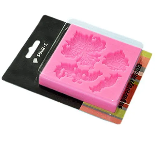 FOUR-C Silicone Fondant Mold Flower Cake Decorating Supplies Color Pink