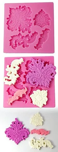 FOUR-C Silicone Fondant Mold Flower Cake Decorating Supplies Color Pink