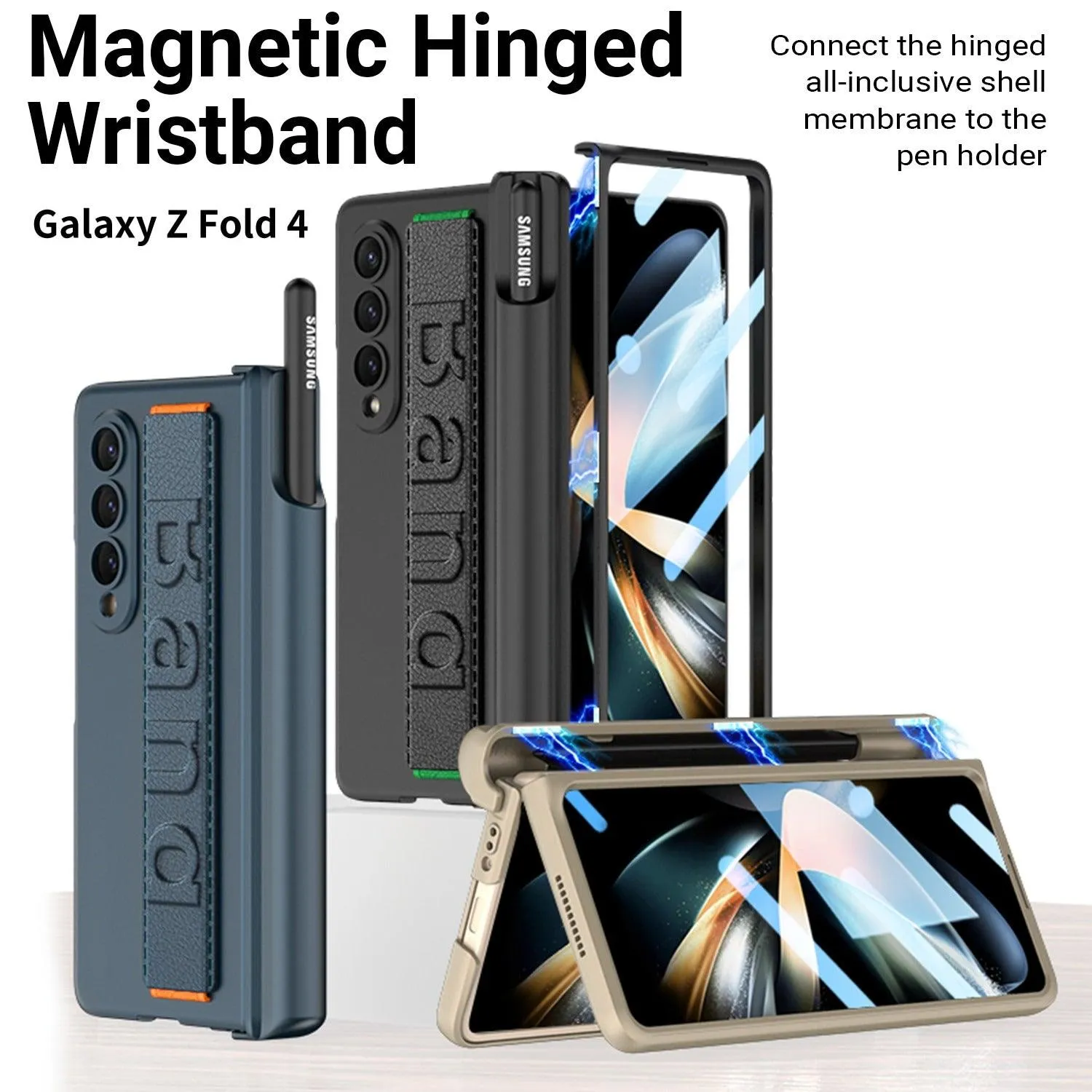 Fumi Protective Case With Magnetic Pen Hinge And Screen Protector for Galaxy Z Fold 4