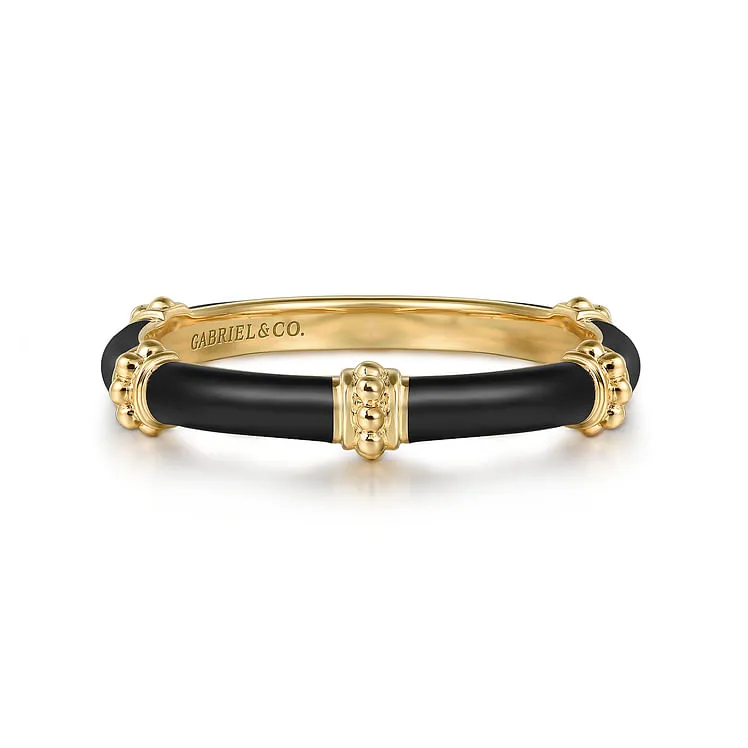 Gabriel & Co. Yellow Stackable Ring with Enamel