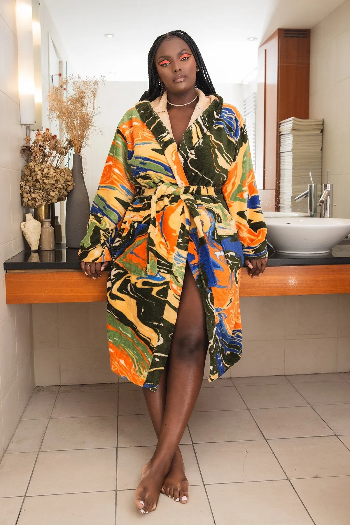 Gaia Printed Robe - Forest Green