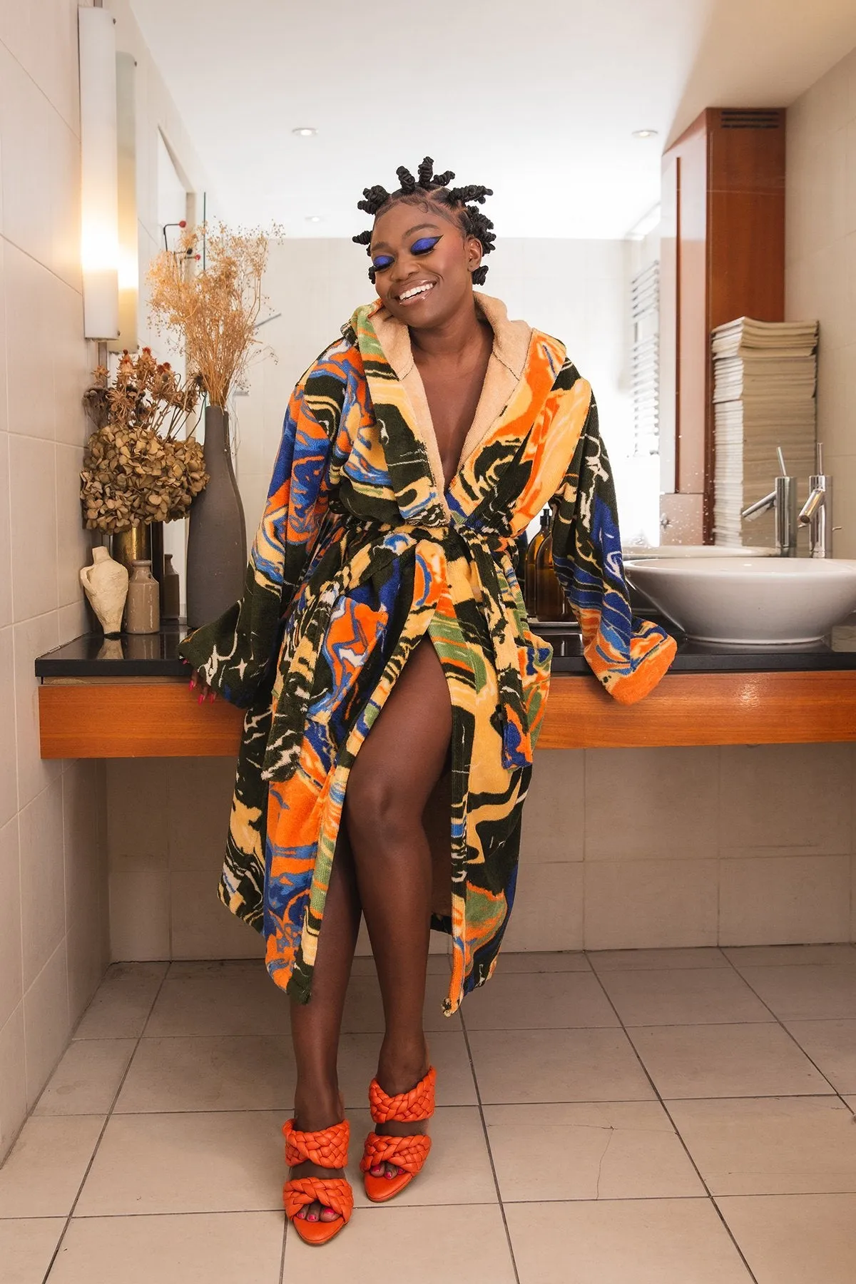Gaia Printed Robe - Forest Green