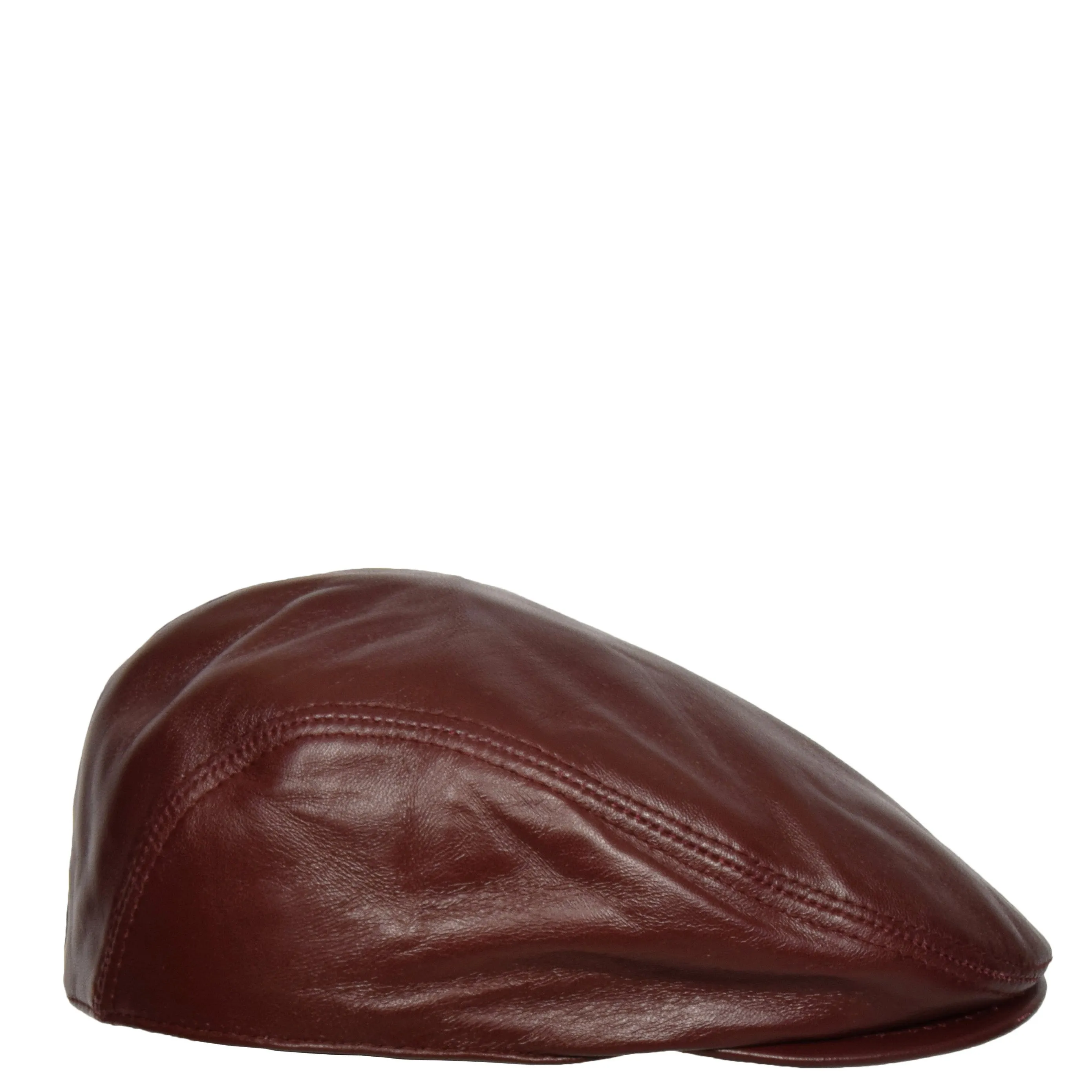 Genuine Burgundy Leather Flat Cap English Granddad Baker-boy Hat Arthur