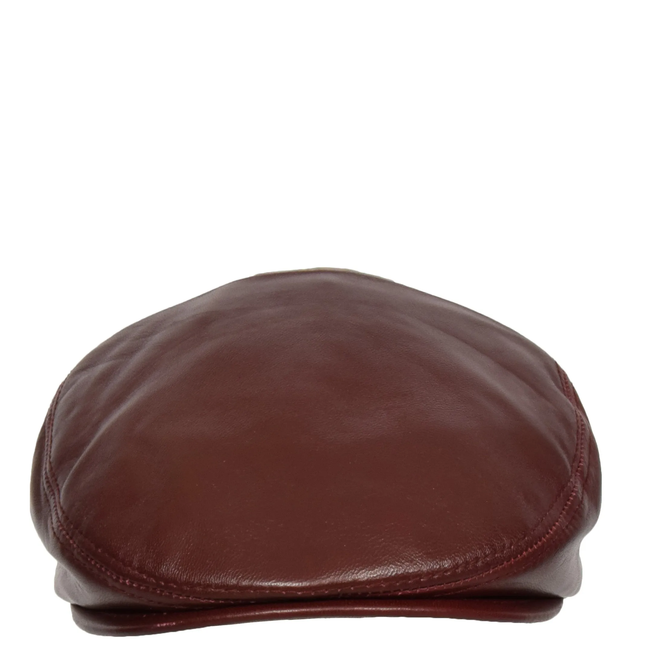 Genuine Burgundy Leather Flat Cap English Granddad Baker-boy Hat Arthur