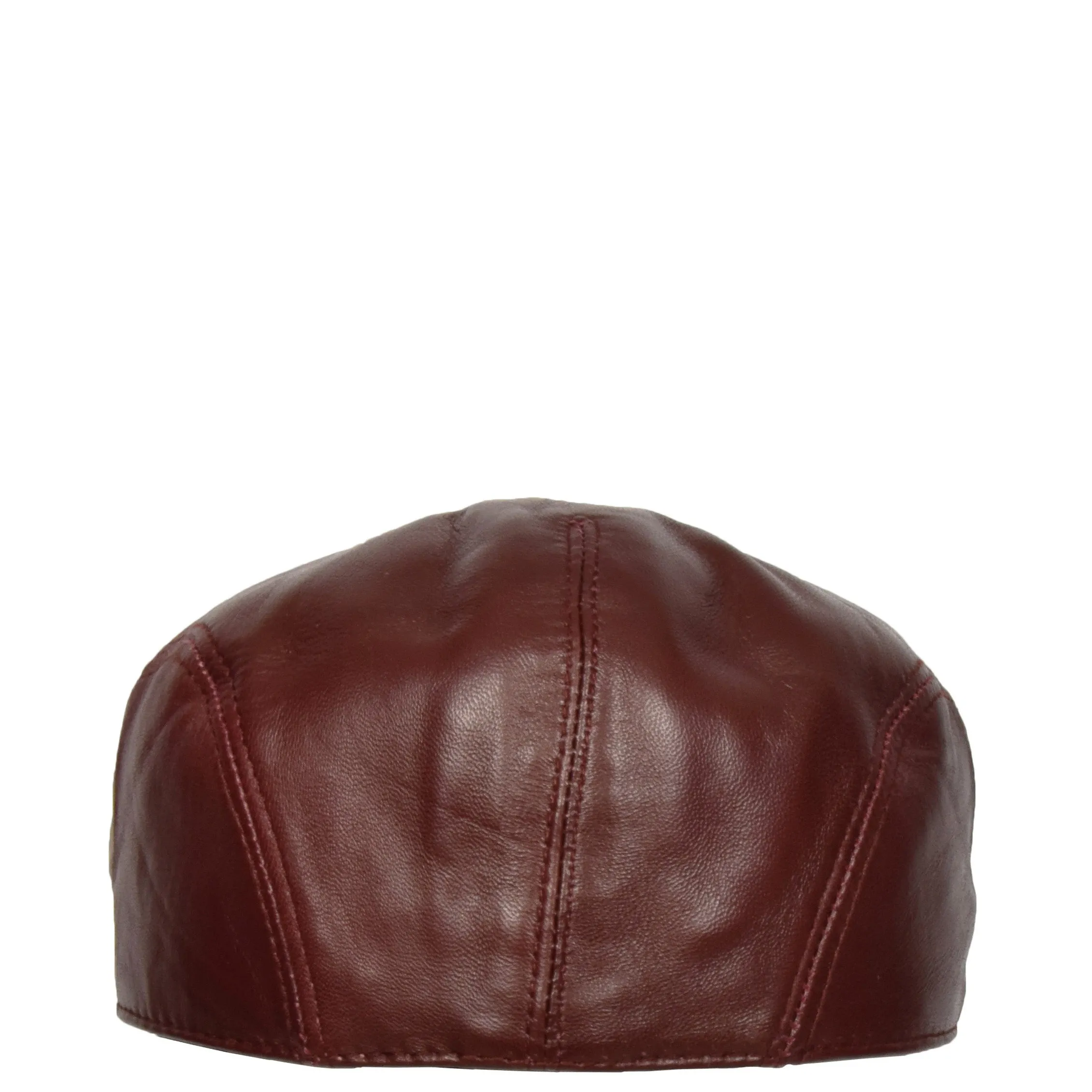 Genuine Burgundy Leather Flat Cap English Granddad Baker-boy Hat Arthur