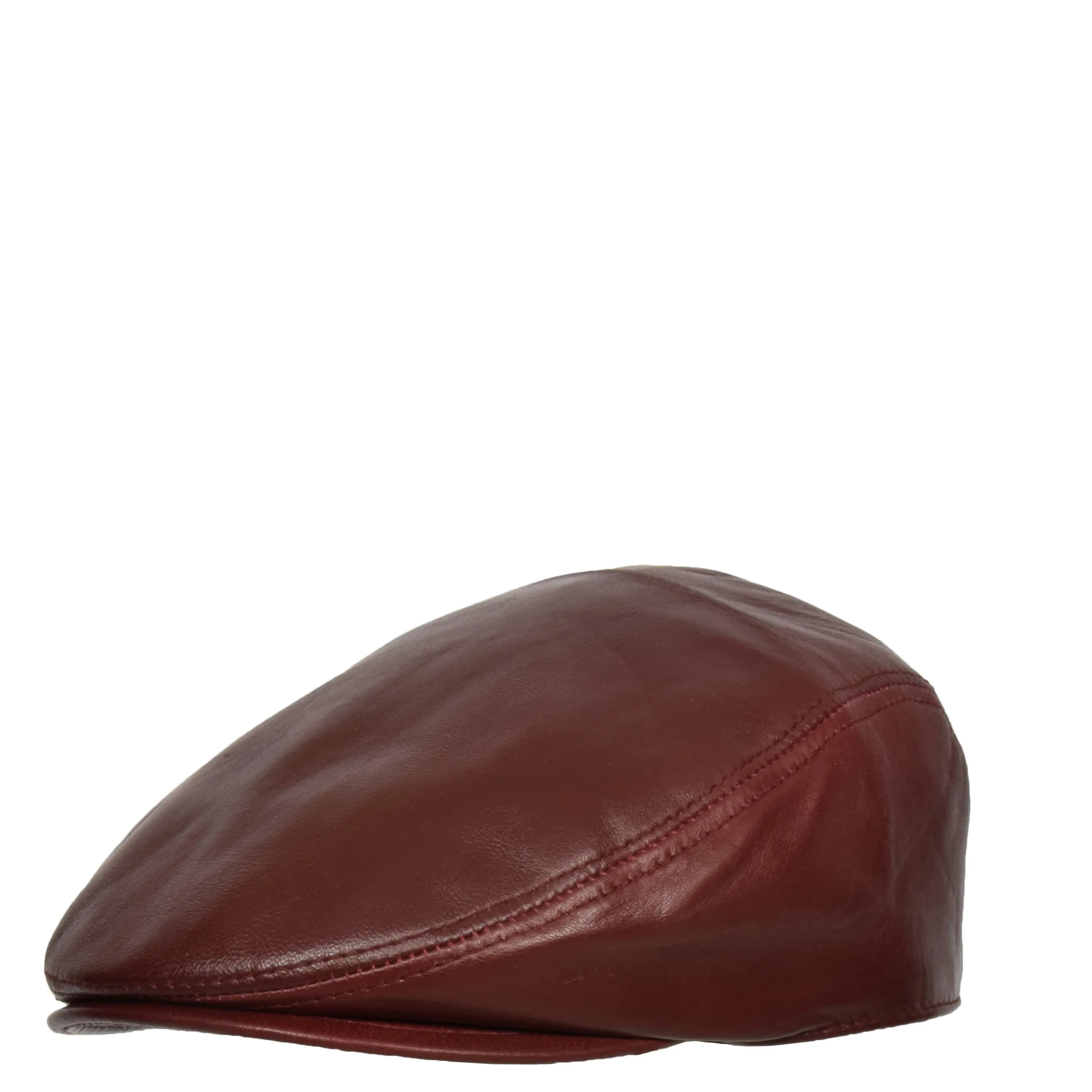 Genuine Burgundy Leather Flat Cap English Granddad Baker-boy Hat Arthur