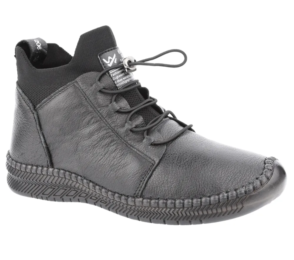 Ghete casual, dama, FORMAZIONE, 2061-01 negru, piele naturala
