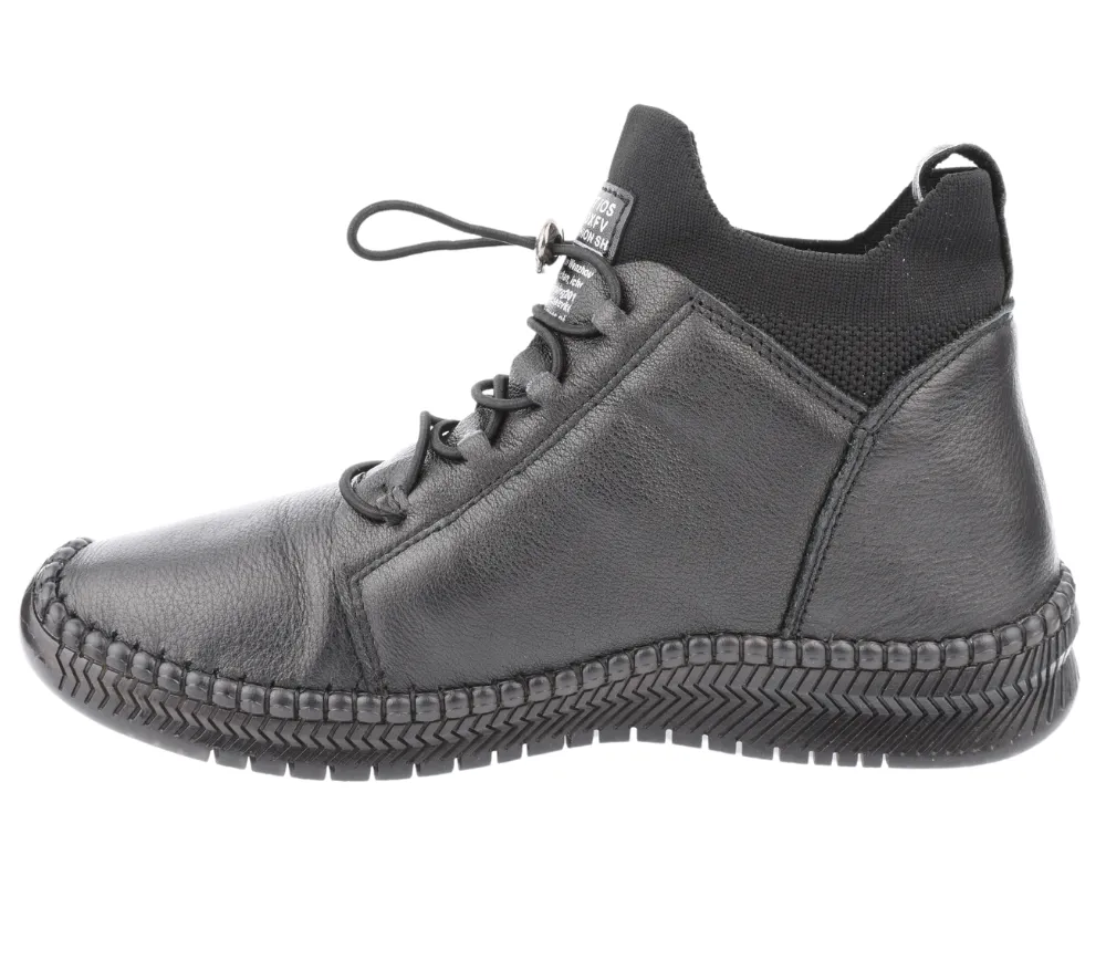 Ghete casual, dama, FORMAZIONE, 2061-01 negru, piele naturala