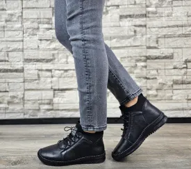 Ghete casual, dama, FORMAZIONE, 2061-01 negru, piele naturala