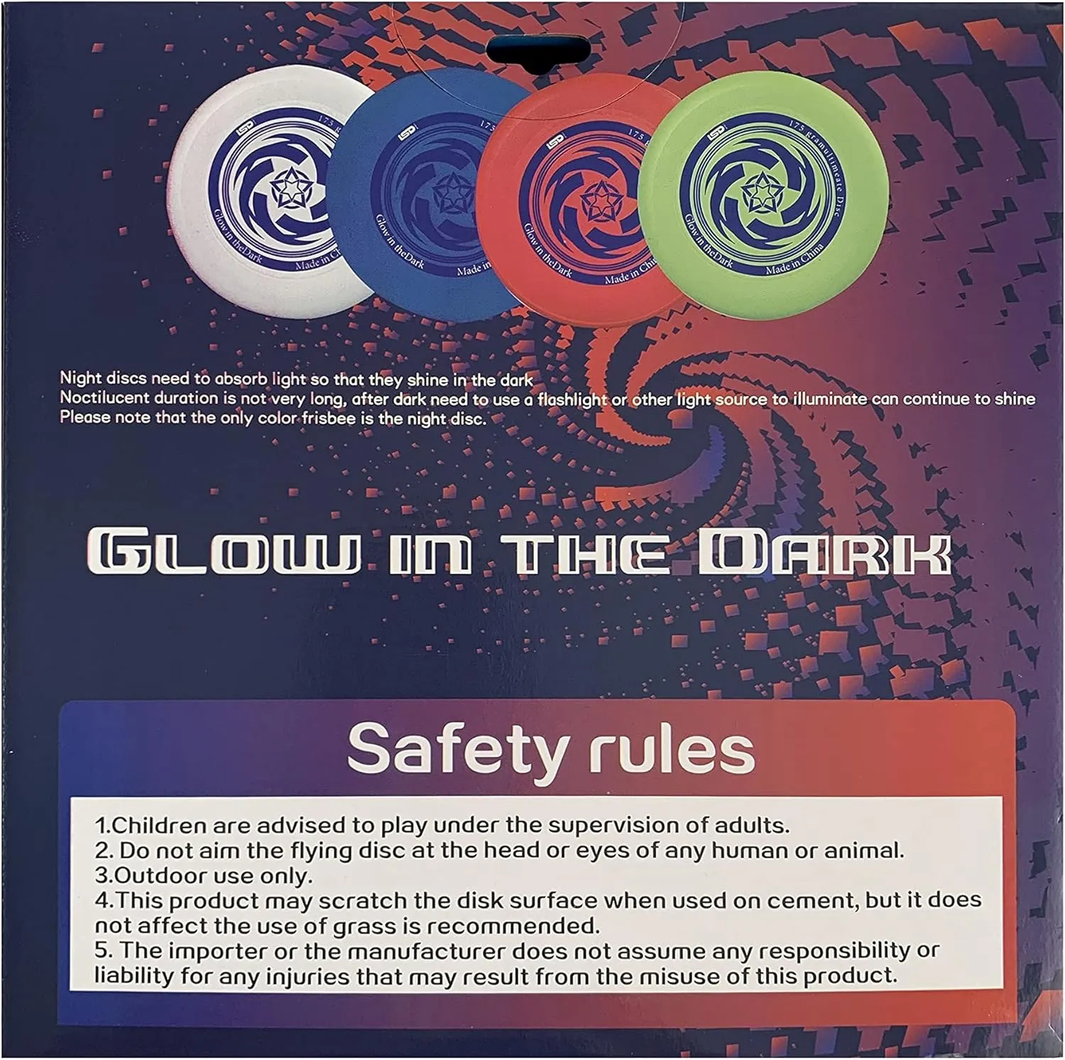 Glow in The Dark Ultimate with Soft Grip Frisbee Disc 175 Grams,10.5 inches Sport Disc, Great for Backyard, Park, Beach, Camping, pet and More