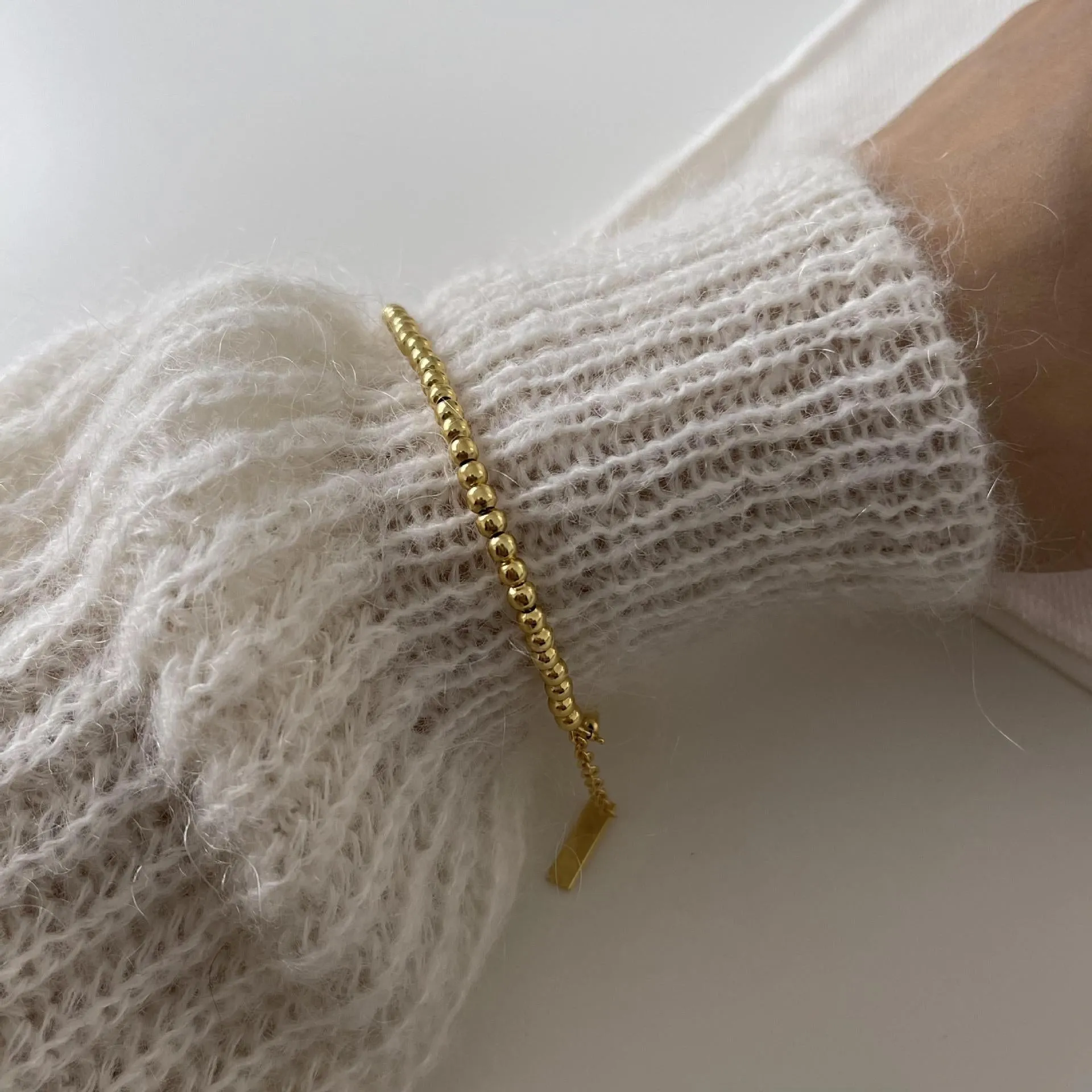 Stunning 24K Gold Plated Beaded Bracelet for Women
