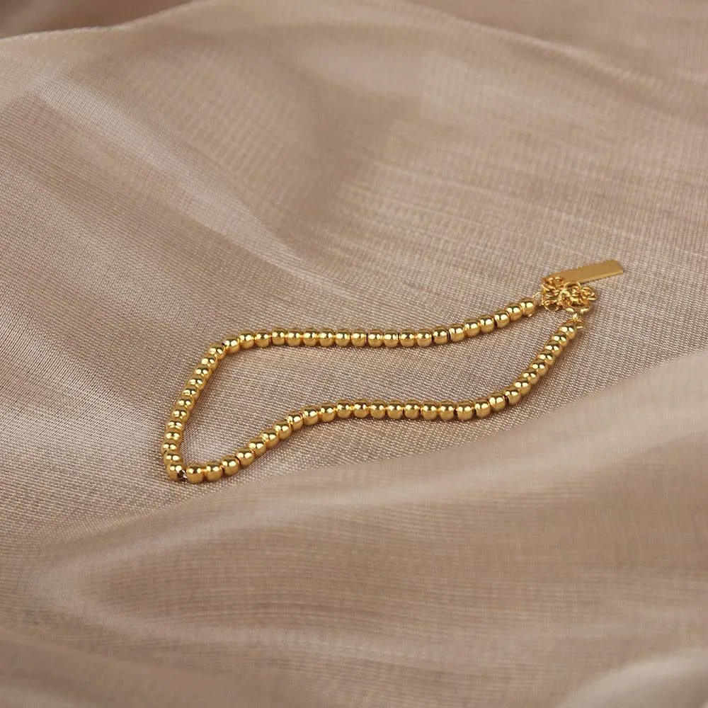 Stunning 24K Gold Plated Beaded Bracelet for Women