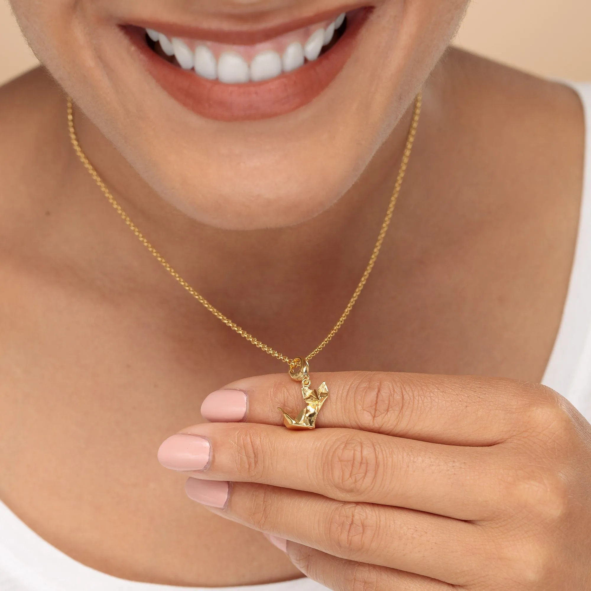 Gold Plated Origami Fox Charm
