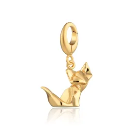 Gold Plated Origami Fox Charm