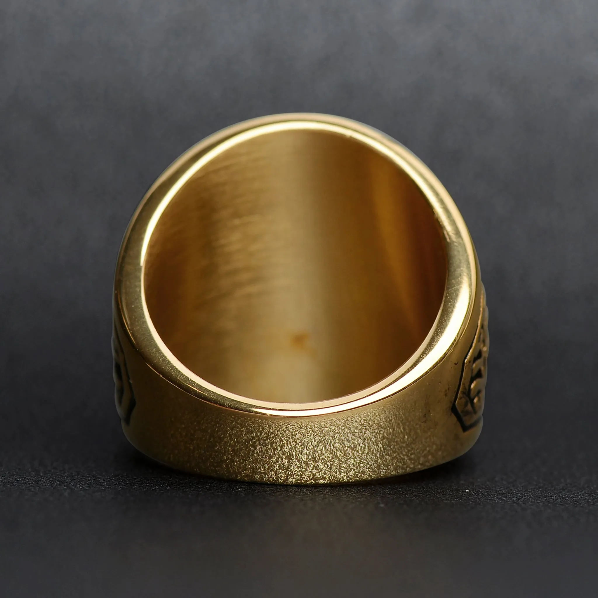 Gold United States Marines Red Center Stone Stainless Steel Ring / MCR6002