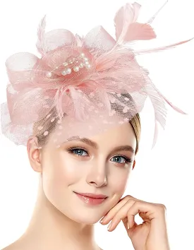 Halloween Fascinators Hat for Women Tea Party Feather Headband Mardi Gras Cocktail Hat Weddings