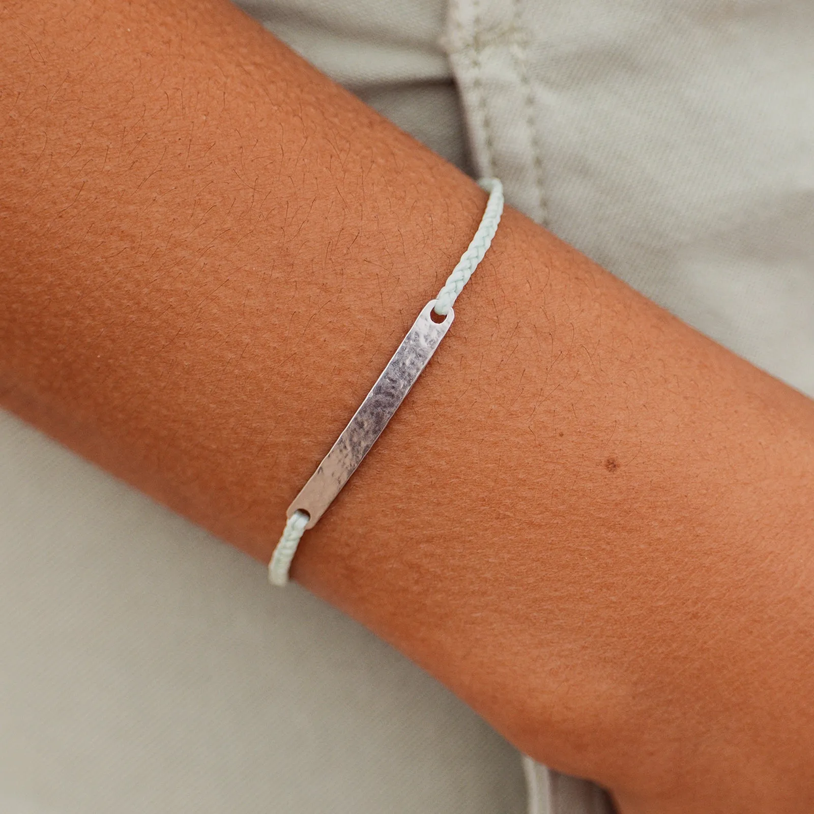 Hammered Bar Charm Bracelet