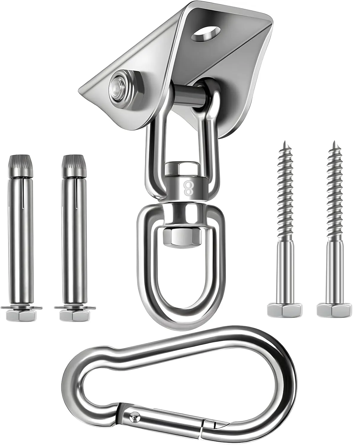 Hammock Hanging kit,360Rotating 1200 lb Capacity Heavy Duty,Hanger & Swing Hook Snap for Concrete Wood,Hammock,Veranda Seat,Chair,Swing Sets,Yoga and GymWithout Chain 