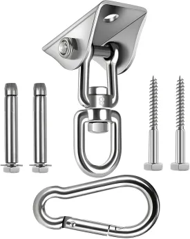 Hammock Hanging kit,360Rotating 1200 lb Capacity Heavy Duty,Hanger & Swing Hook Snap for Concrete Wood,Hammock,Veranda Seat,Chair,Swing Sets,Yoga and GymWithout Chain 