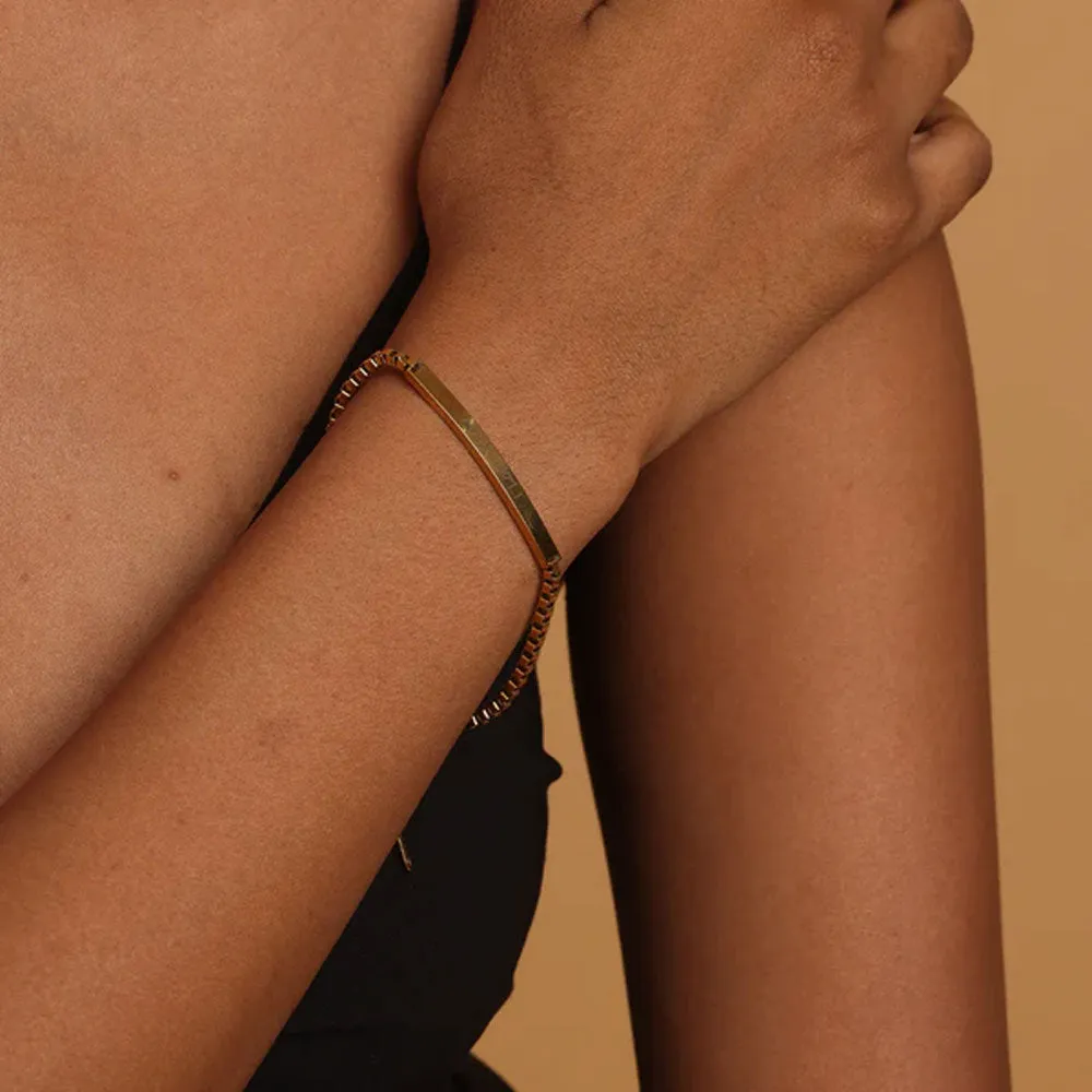 I Love You Big Bar Box Chain Bracelet
