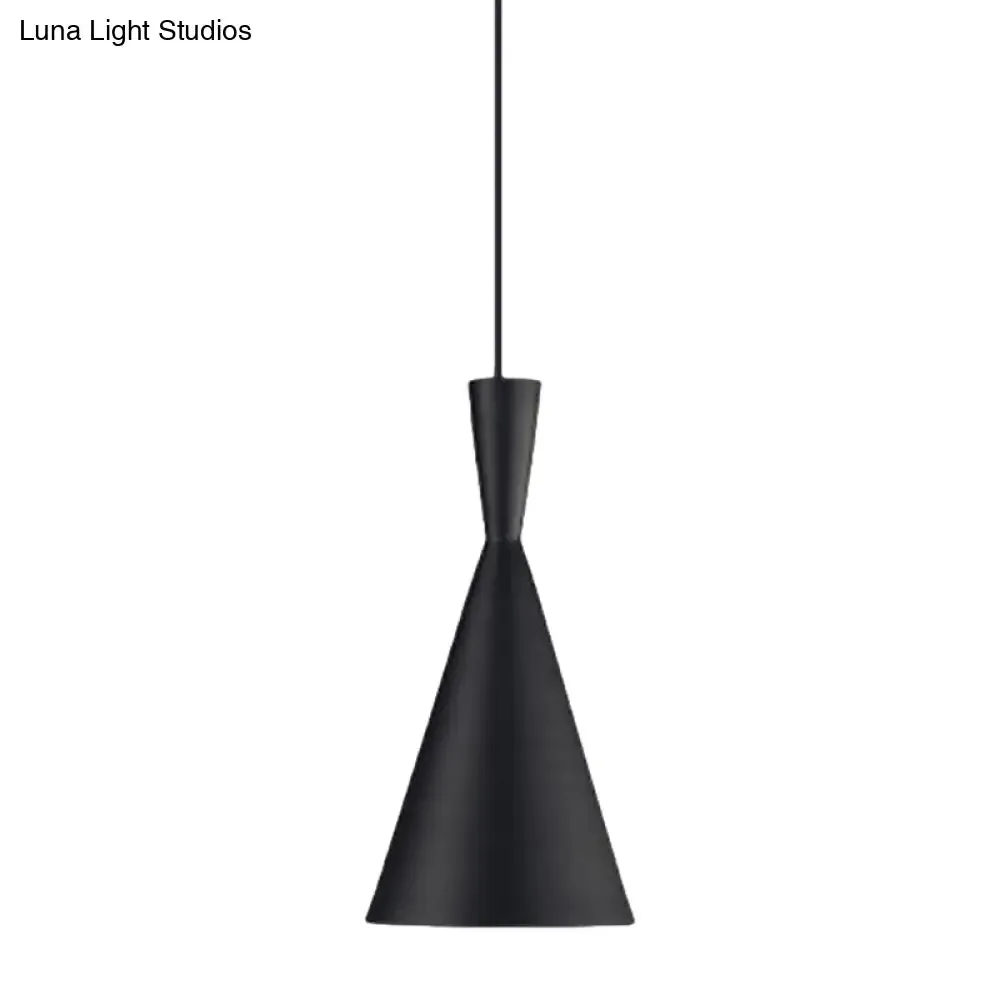 Industrial Metal Pendant Light with Cone/Saucer/Urn Design - Black/White/Gold Finish and Linear/Round Canopy
