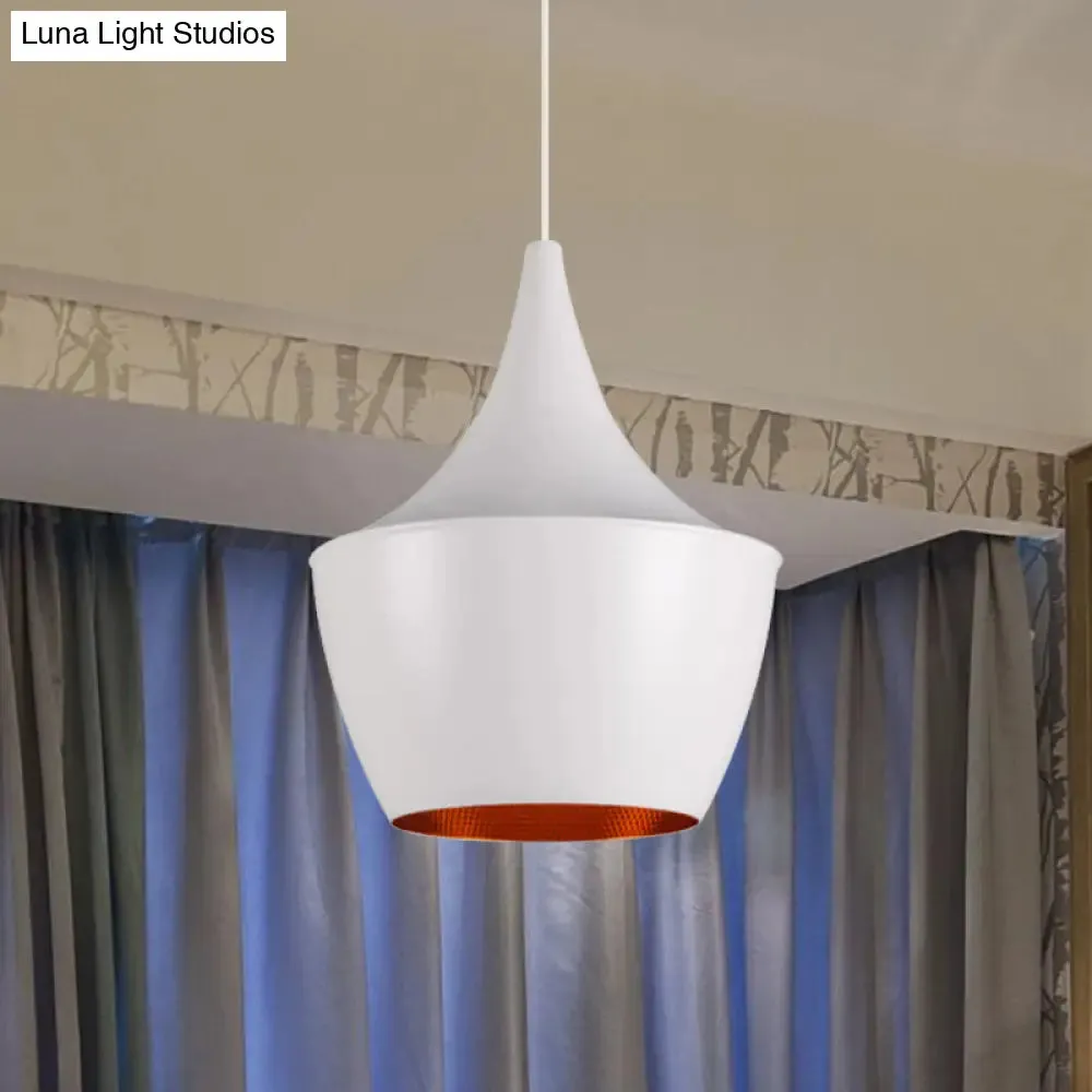 Industrial Metal Pendant Light with Cone/Saucer/Urn Design - Black/White/Gold Finish and Linear/Round Canopy