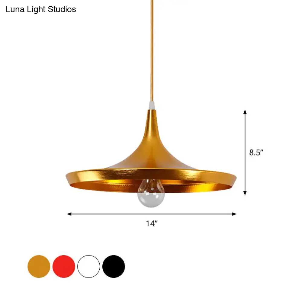 Industrial Metal Pendant Light with Cone/Saucer/Urn Design - Black/White/Gold Finish and Linear/Round Canopy