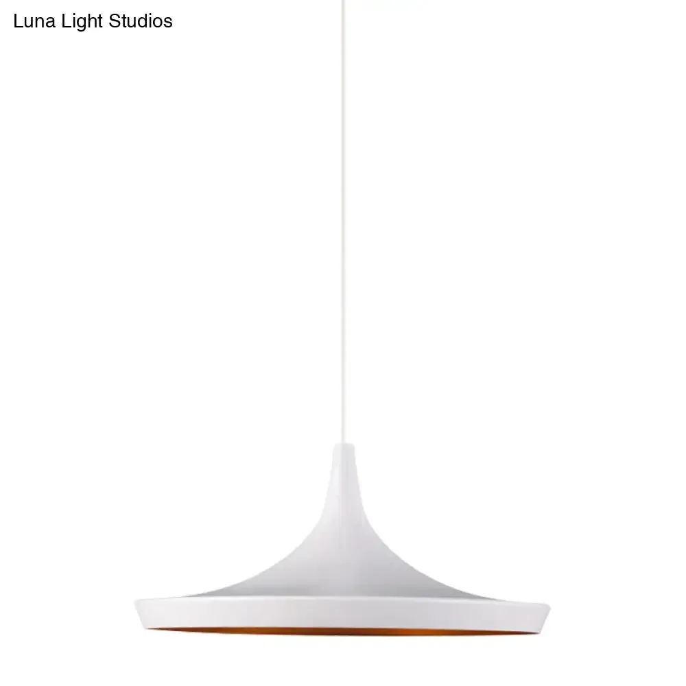 Industrial Metal Pendant Light with Cone/Saucer/Urn Design - Black/White/Gold Finish and Linear/Round Canopy