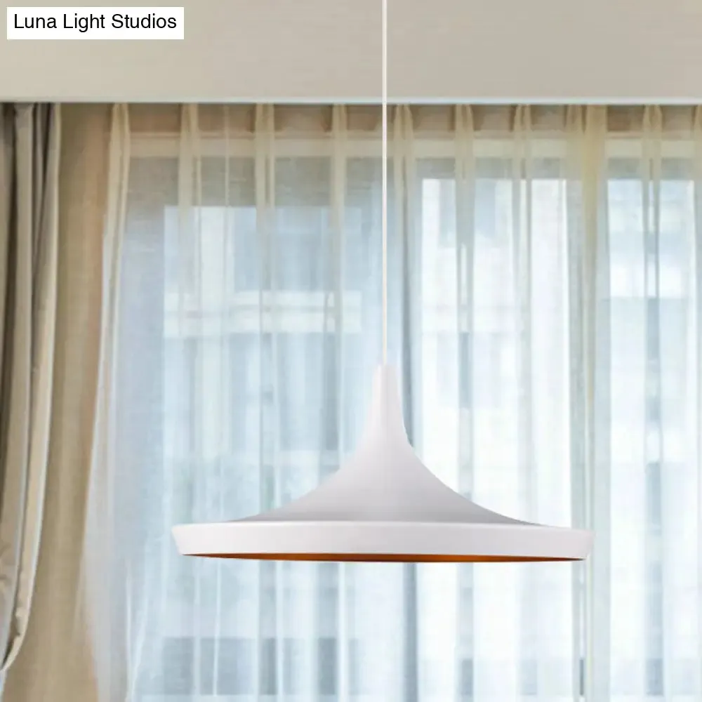 Industrial Metal Pendant Light with Cone/Saucer/Urn Design - Black/White/Gold Finish and Linear/Round Canopy