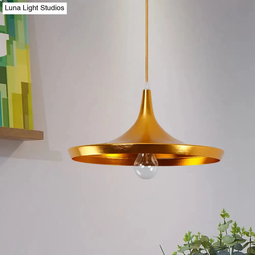 Industrial Metal Pendant Light with Cone/Saucer/Urn Design - Black/White/Gold Finish and Linear/Round Canopy