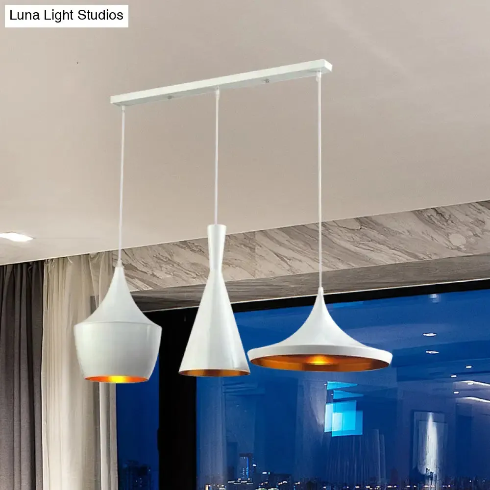 Industrial Metal Pendant Light with Cone/Saucer/Urn Design - Black/White/Gold Finish and Linear/Round Canopy