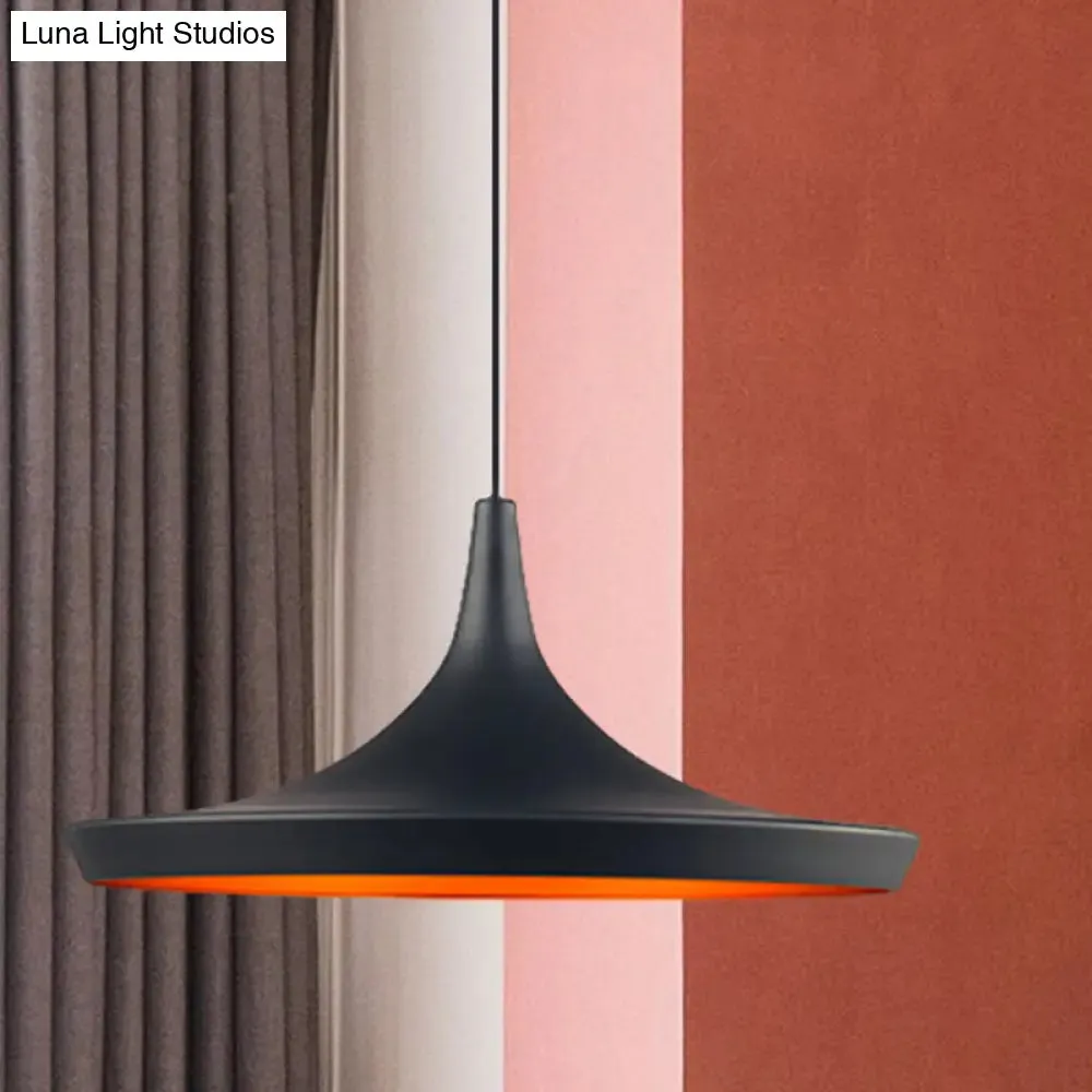 Industrial Metal Pendant Light with Cone/Saucer/Urn Design - Black/White/Gold Finish and Linear/Round Canopy