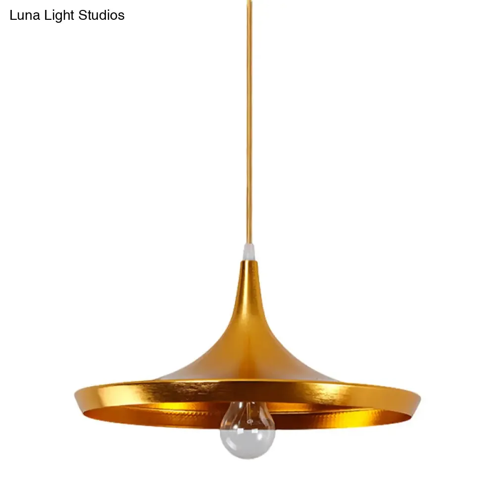 Industrial Metal Pendant Light with Cone/Saucer/Urn Design - Black/White/Gold Finish and Linear/Round Canopy