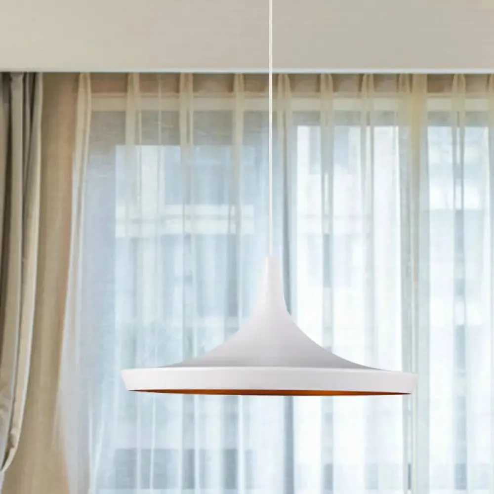 Industrial Metal Pendant Light with Cone/Saucer/Urn Design - Black/White/Gold Finish and Linear/Round Canopy