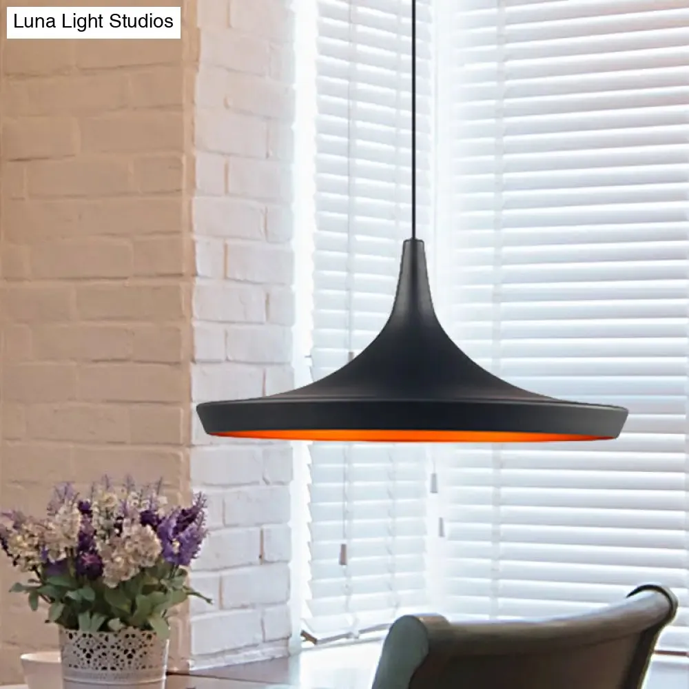 Industrial Metal Pendant Light with Cone/Saucer/Urn Design - Black/White/Gold Finish and Linear/Round Canopy