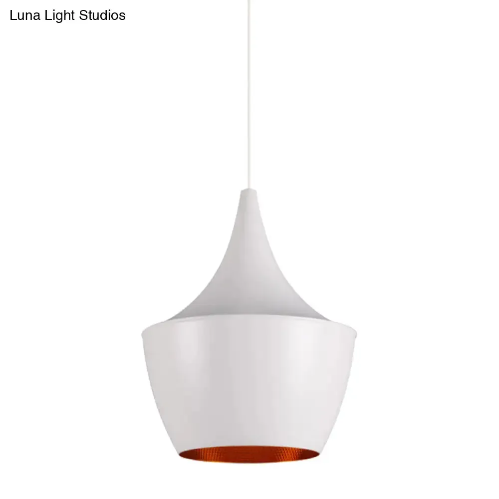 Industrial Metal Pendant Light with Cone/Saucer/Urn Design - Black/White/Gold Finish and Linear/Round Canopy