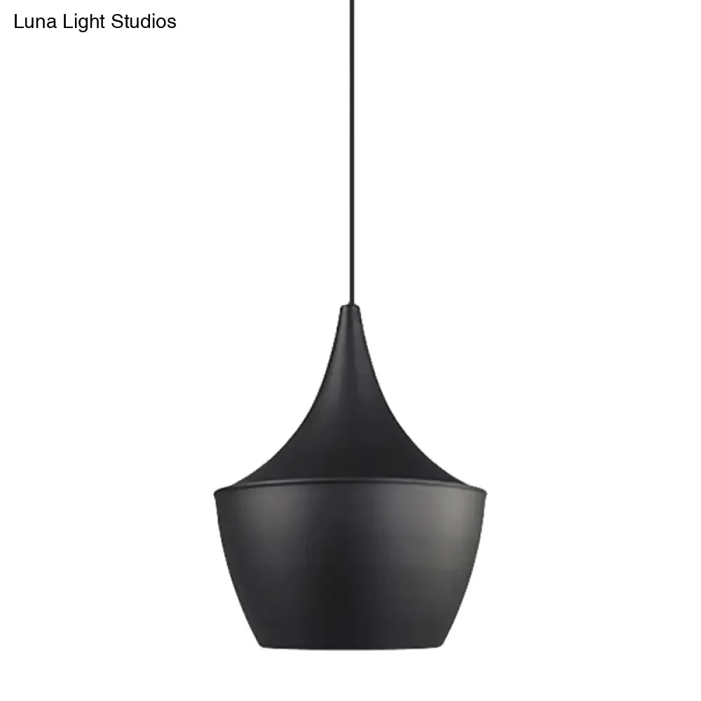 Industrial Metal Pendant Light with Cone/Saucer/Urn Design - Black/White/Gold Finish and Linear/Round Canopy