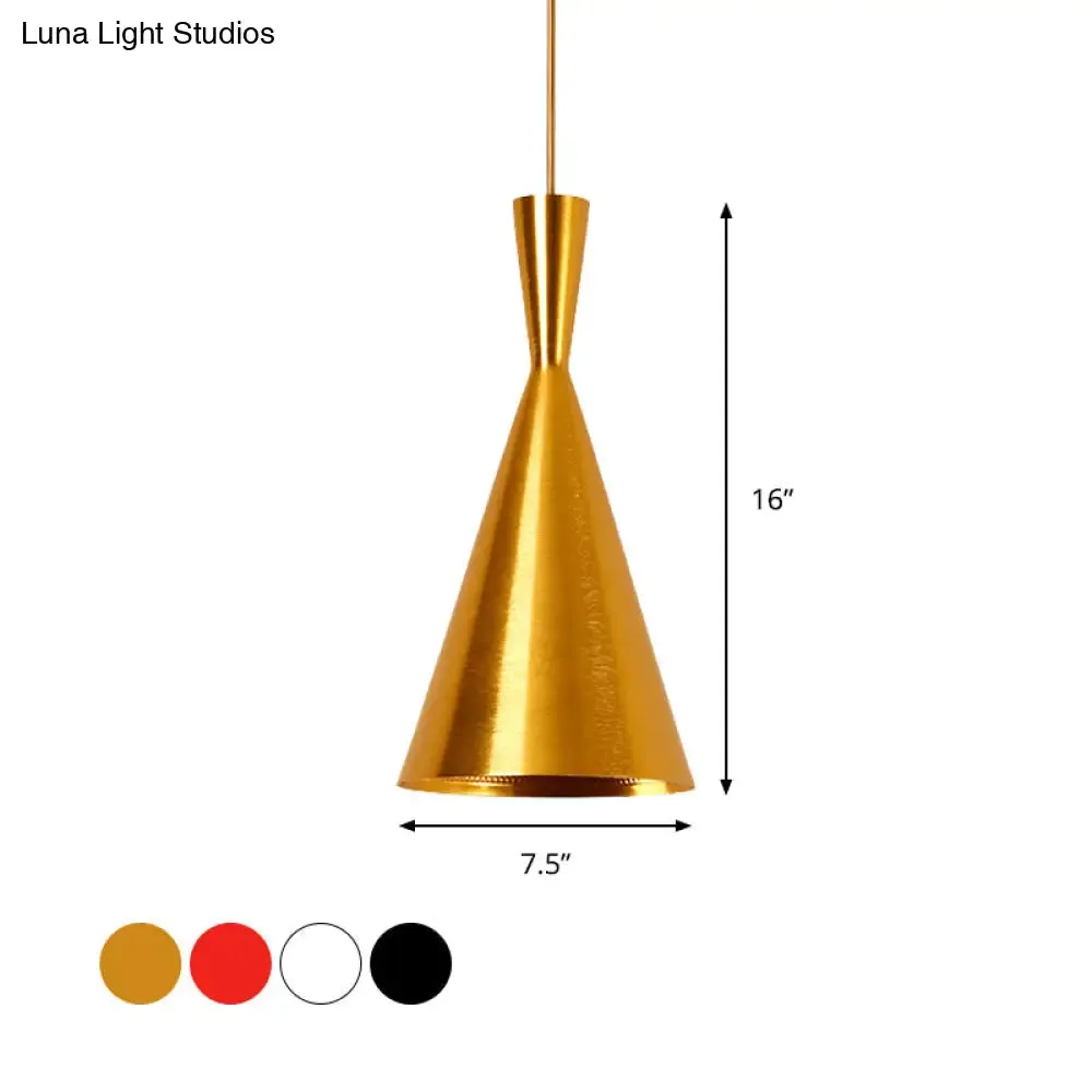 Industrial Metal Pendant Light with Cone/Saucer/Urn Design - Black/White/Gold Finish and Linear/Round Canopy