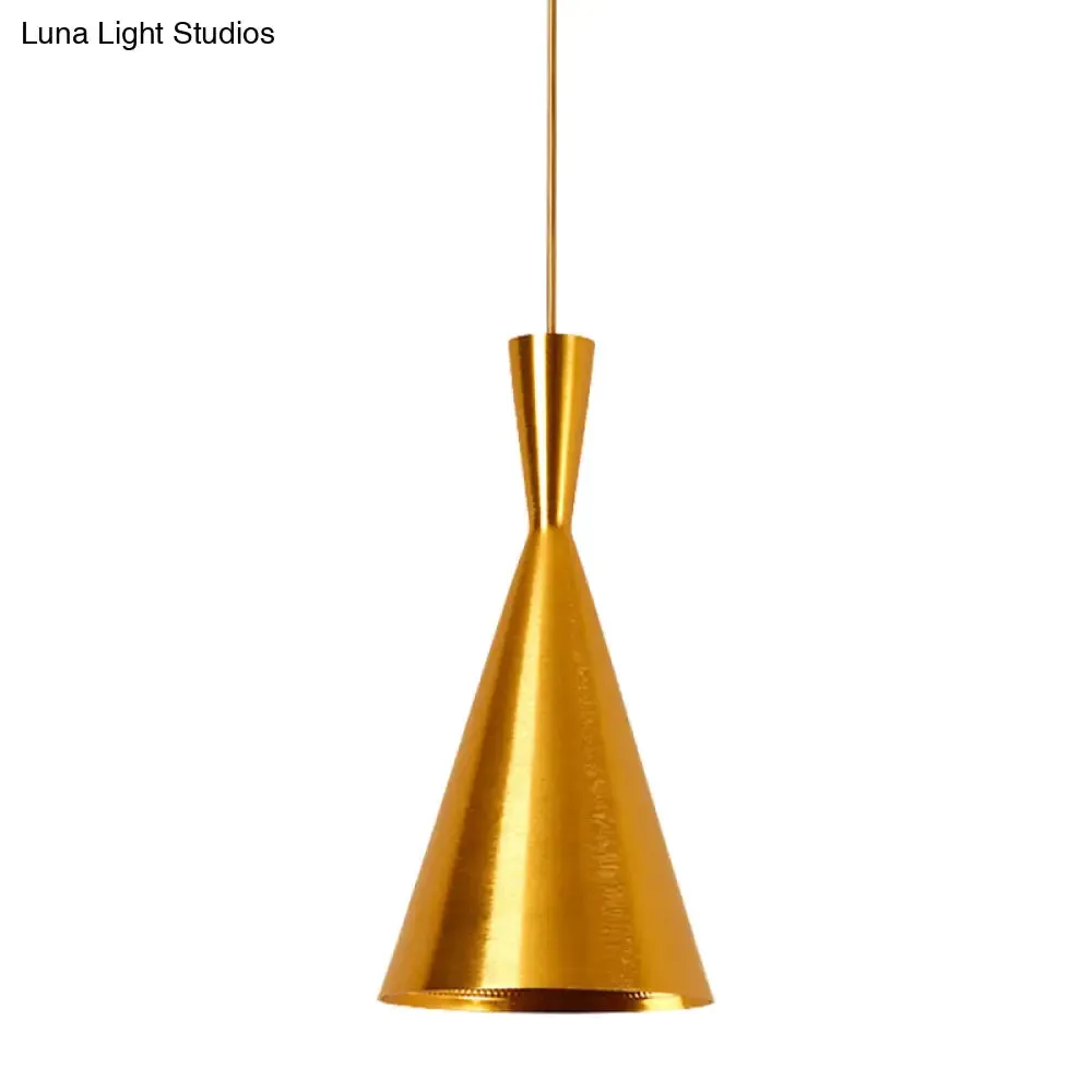 Industrial Metal Pendant Light with Cone/Saucer/Urn Design - Black/White/Gold Finish and Linear/Round Canopy