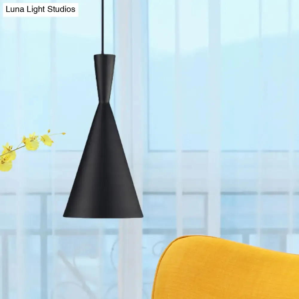 Industrial Metal Pendant Light with Cone/Saucer/Urn Design - Black/White/Gold Finish and Linear/Round Canopy