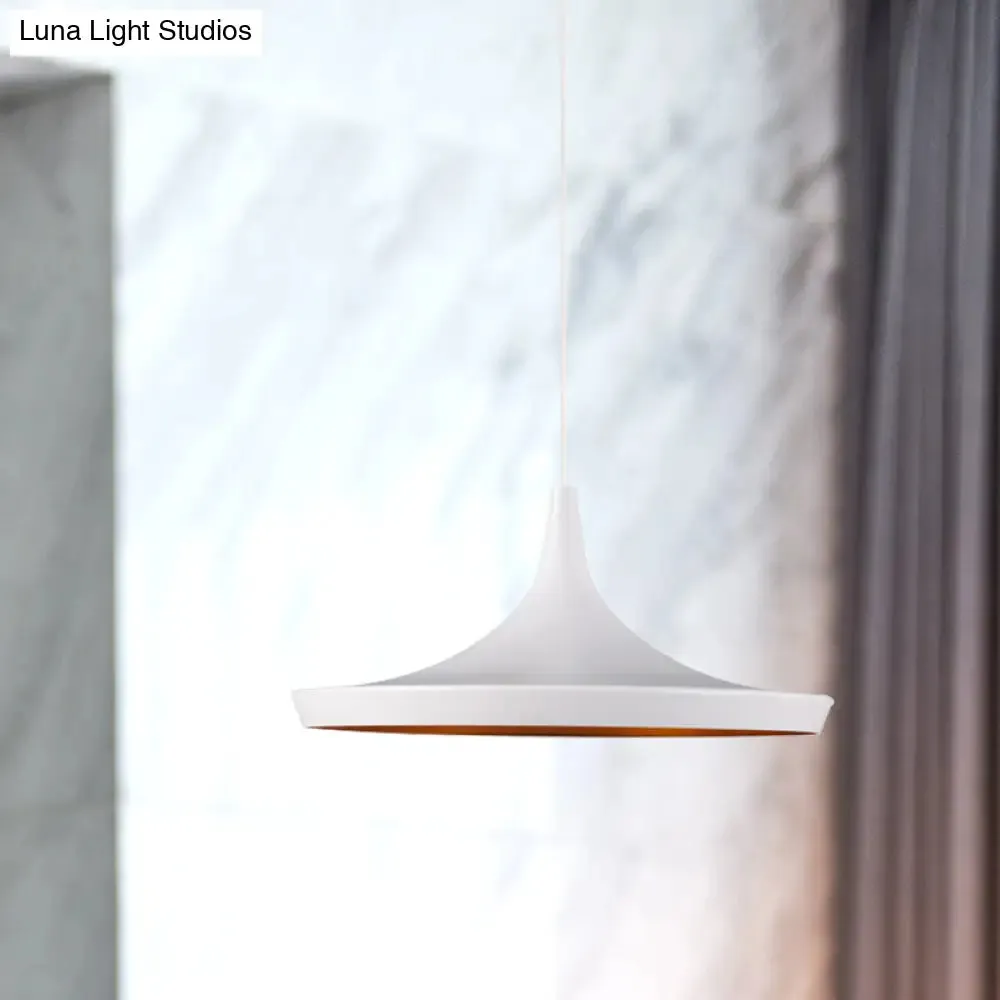 Industrial Metal Pendant Light with Cone/Saucer/Urn Design - Black/White/Gold Finish and Linear/Round Canopy