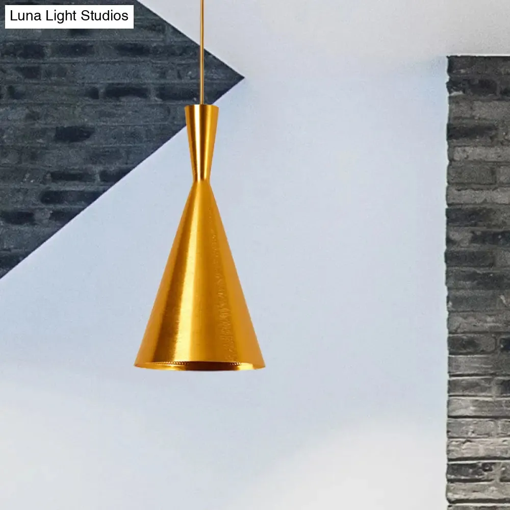 Industrial Metal Pendant Light with Cone/Saucer/Urn Design - Black/White/Gold Finish and Linear/Round Canopy
