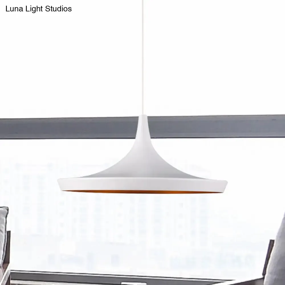 Industrial Metal Pendant Light with Cone/Saucer/Urn Design - Black/White/Gold Finish and Linear/Round Canopy