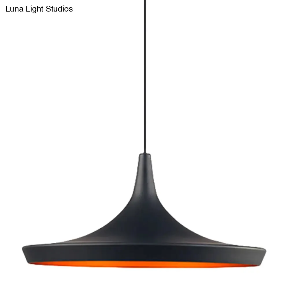 Industrial Metal Pendant Light with Cone/Saucer/Urn Design - Black/White/Gold Finish and Linear/Round Canopy