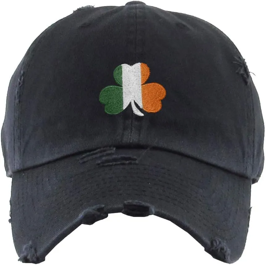 Irish Shamrock Vintage Baseball Cap Embroidered Cotton Adjustable Distressed Dad Hat