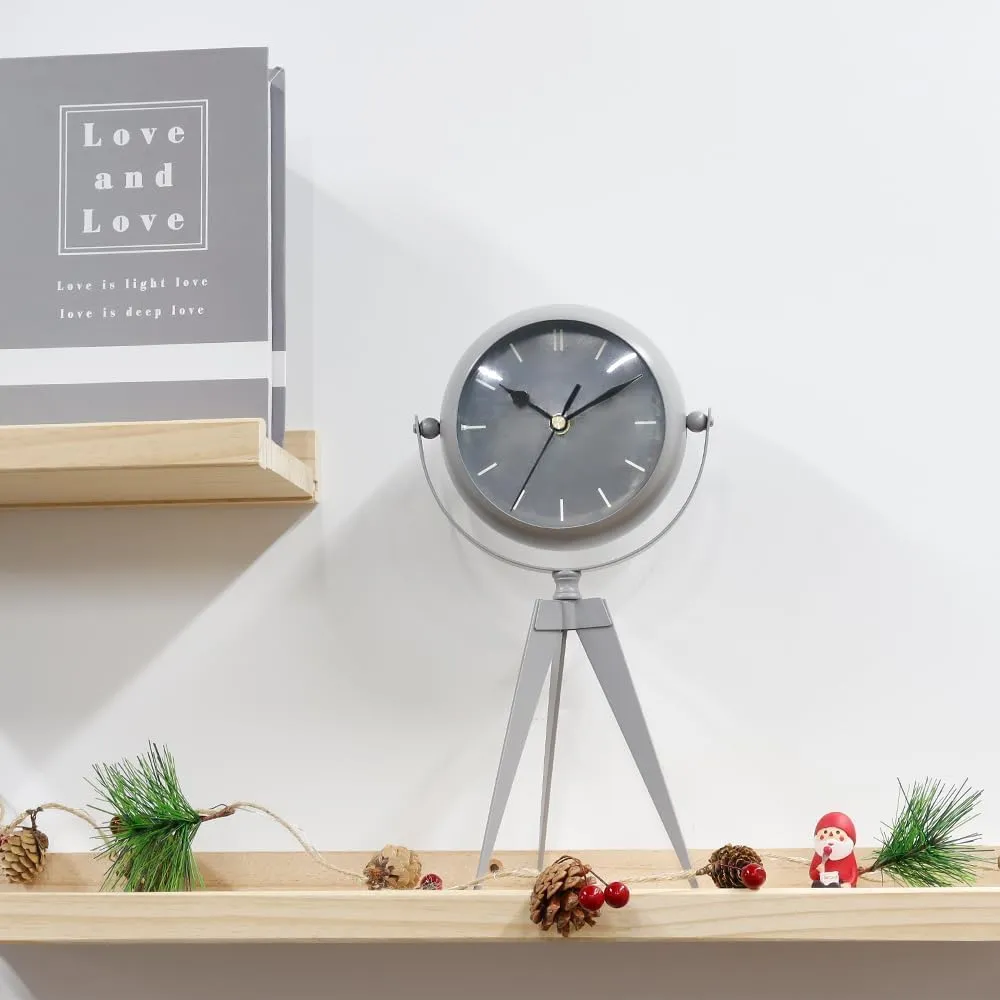 JUXORI Metal Clock for Bedroom High Simple Modern Desk Clock with Curved Glass for Living Room Bedside Bedroom Office Livng Room Desktop Countertop