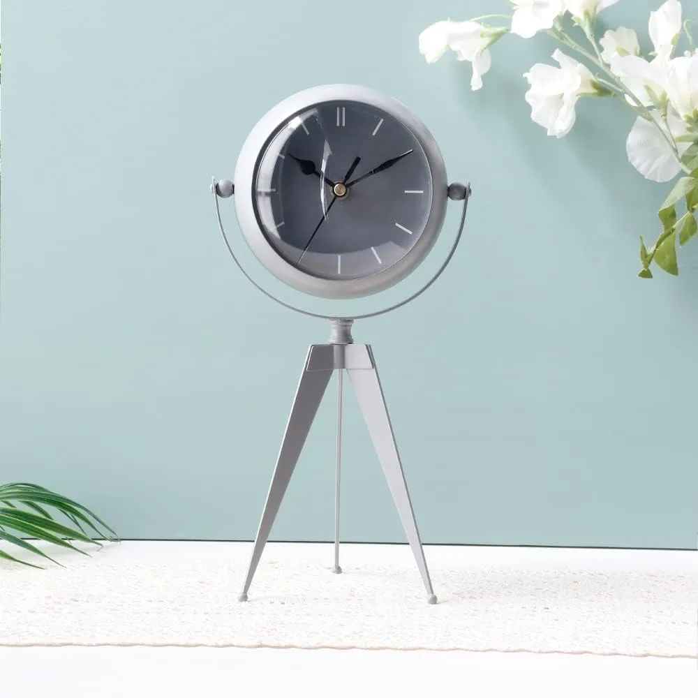 JUXORI Metal Clock for Bedroom High Simple Modern Desk Clock with Curved Glass for Living Room Bedside Bedroom Office Livng Room Desktop Countertop